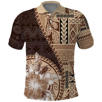 Samoa Siapo Elegant Polo Shirt Hibiscus Chocolate Brown Motifs - Polynesian Pride