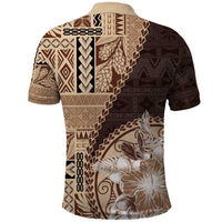 Samoa Siapo Elegant Polo Shirt Hibiscus Chocolate Brown Motifs - Polynesian Pride