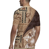 Samoa Siapo Elegant Rugby Jersey Hibiscus Chocolate Brown Motifs - Polynesian Pride