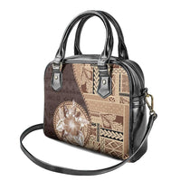 Samoa Siapo Elegant Shoulder Handbag Hibiscus Chocolate Brown Motifs - Polynesian Pride
