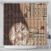 Samoa Siapo Elegant Shower Curtain Hibiscus Chocolate Brown Motifs LT05 - Polynesian Pride
