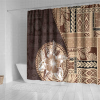 Samoa Siapo Elegant Shower Curtain Hibiscus Chocolate Brown Motifs LT05 - Polynesian Pride