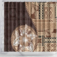 Samoa Siapo Elegant Shower Curtain Hibiscus Chocolate Brown Motifs LT05 - Polynesian Pride
