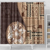 Samoa Siapo Elegant Shower Curtain Hibiscus Chocolate Brown Motifs LT05 - Polynesian Pride