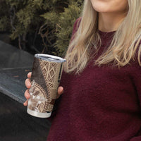 Samoa Siapo Elegant Tumbler Cup Hibiscus Chocolate Brown Motifs - Polynesian Pride