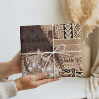 Samoa Siapo Elegant Wrapping Paper Hibiscus Chocolate Brown Motifs - Polynesian Pride