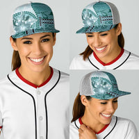 Samoa Siapo Elegant Baseball Net Cap Hibiscus Teal Motifs - Polynesian Pride