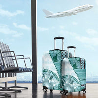 Samoa Siapo Elegant Luggage Cover Hibiscus Teal Motifs - Polynesian Pride