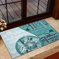 Samoa Siapo Elegant Rubber Doormat Hibiscus Teal Motifs - Polynesian Pride