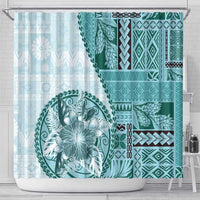 Samoa Siapo Elegant Shower Curtain Hibiscus Teal Motifs LT05 - Polynesian Pride