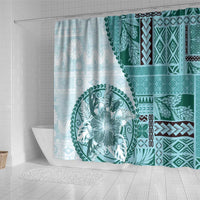 Samoa Siapo Elegant Shower Curtain Hibiscus Teal Motifs LT05 - Polynesian Pride
