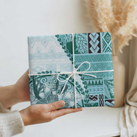 Samoa Siapo Elegant Wrapping Paper Hibiscus Teal Motifs - Polynesian Pride