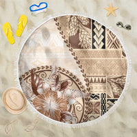 Samoa Siapo Elegant Beach Blanket Hibiscus Beige Motifs - Polynesian Pride
