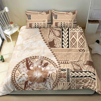Samoa Siapo Elegant Bedding Set Hibiscus Beige Motifs - Polynesian Pride