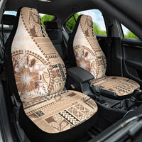 Samoa Siapo Elegant Car Seat Cover Hibiscus Beige Motifs - Polynesian Pride