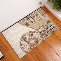 Samoa Siapo Elegant Rubber Doormat Hibiscus Beige Motifs - Polynesian Pride