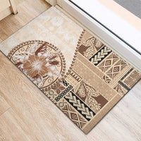 Samoa Siapo Elegant Rubber Doormat Hibiscus Beige Motifs - Polynesian Pride