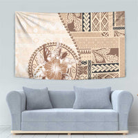 Samoa Siapo Elegant Tapestry Hibiscus Beige Motifs - Polynesian Pride