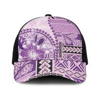 Samoa Siapo Elegant Baseball Net Cap Hibiscus Violet Motifs LT05 One Size Black Violet - Polynesian Pride