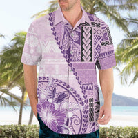 Samoa Siapo Elegant Hawaiian Shirt Hibiscus Violet Motifs - Polynesian Pride
