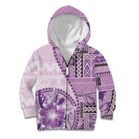 Samoa Siapo Elegant Kid Hoodie Hibiscus Violet Motifs - Polynesian Pride