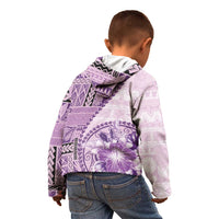 Samoa Siapo Elegant Kid Hoodie Hibiscus Violet Motifs - Polynesian Pride