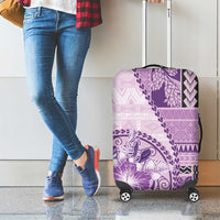 Samoa Siapo Elegant Luggage Cover Hibiscus Violet Motifs - Polynesian Pride