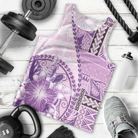 Samoa Siapo Elegant Men Tank Top Hibiscus Violet Motifs - Polynesian Pride