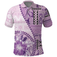 Samoa Siapo Elegant Polo Shirt Hibiscus Violet Motifs - Polynesian Pride