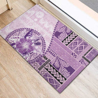 Samoa Siapo Elegant Rubber Doormat Hibiscus Violet Motifs - Polynesian Pride