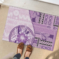 Samoa Siapo Elegant Rubber Doormat Hibiscus Violet Motifs - Polynesian Pride