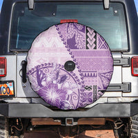 Samoa Siapo Elegant Spare Tire Cover Hibiscus Violet Motifs - Polynesian Pride