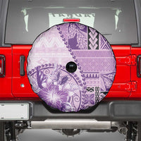 Samoa Siapo Elegant Spare Tire Cover Hibiscus Violet Motifs - Polynesian Pride