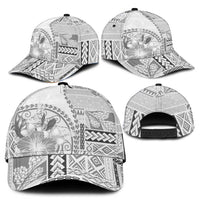 Samoa Siapo Elegant Classic Cap Hibiscus White Motifs LT05 - Polynesian Pride