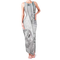 Samoa Siapo Elegant Family Matching Tank Maxi Dress and Hawaiian Shirt Hibiscus White Motifs - Polynesian Pride