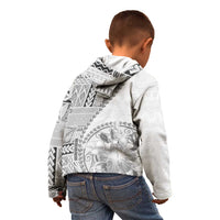 Samoa Siapo Elegant Kid Hoodie Hibiscus White Motifs - Polynesian Pride