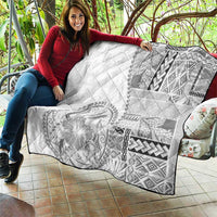 Samoa Siapo Elegant Quilt Hibiscus White Motifs - Polynesian Pride