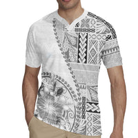 Samoa Siapo Elegant Rugby Jersey Hibiscus White Motifs - Polynesian Pride