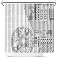 Samoa Siapo Elegant Shower Curtain Hibiscus White Motifs LT05 White - Polynesian Pride
