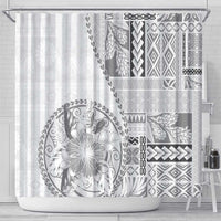 Samoa Siapo Elegant Shower Curtain Hibiscus White Motifs LT05 - Polynesian Pride