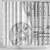 Samoa Siapo Elegant Shower Curtain Hibiscus White Motifs LT05 - Polynesian Pride