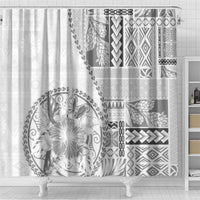 Samoa Siapo Elegant Shower Curtain Hibiscus White Motifs LT05 - Polynesian Pride