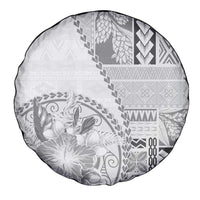 Samoa Siapo Elegant Spare Tire Cover Hibiscus White Motifs - Polynesian Pride