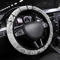 Samoa Siapo Elegant Steering Wheel Cover Hibiscus White Motifs - Polynesian Pride
