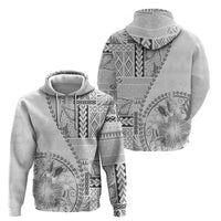 Samoa Siapo Elegant Zip Hoodie Hibiscus White Motifs - Polynesian Pride