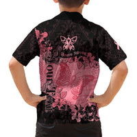 Personalized Breast Cancer Family Matching Puletasi Dress and Hawaiian Shirt Survivor Polynesian Ribbon Butterfly LT05 - Polynesian Pride