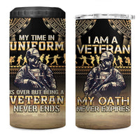 Polynesia Veterans Day 4 in 1 Can Cooler Tumbler Thank You Veterans Polynesian Pattern