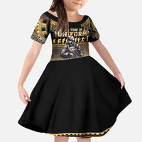 Polynesia Veterans Day Family Matching Off Shoulder Maxi Dress and Hawaiian Shirt Thank You Veterans Polynesian Pattern LT05 Daughter's Dress Gold - Polynesian Pride