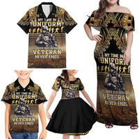 Polynesia Veterans Day Family Matching Off Shoulder Maxi Dress and Hawaiian Shirt Thank You Veterans Polynesian Pattern LT05 - Polynesian Pride