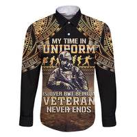 Polynesia Veterans Day Family Matching Short Sleeve Bodycon Dress and Hawaiian Shirt Thank You Veterans Polynesian Pattern LT05 Dad's Shirt - Long Sleeve Gold - Polynesian Pride